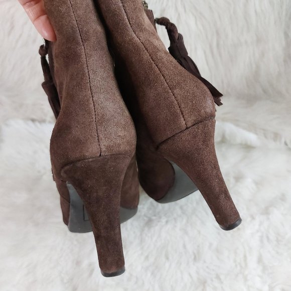 Anne Klein Iflex Caroline Women's Brown Suede Leather Ankle Tassel Zip Boot 6M - Picture 9 of 9